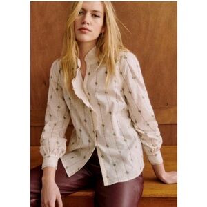 Sezane CHLO Shirt ecru with embroidery size 42